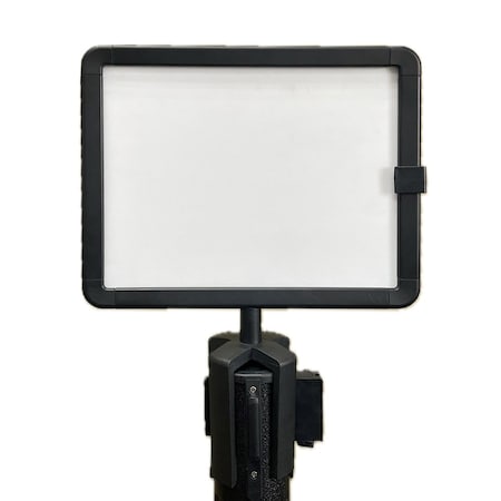 Us Weight Plastic Stanchion Sign Holder with Plexiglass Cover, 8in x 10in, Black U2514